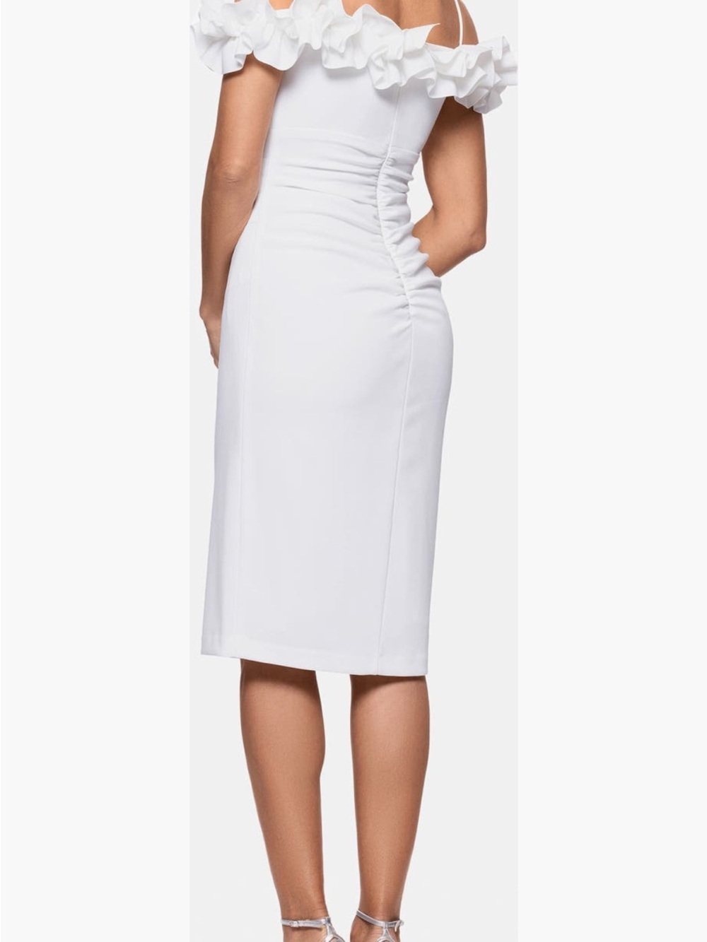 Xscape White Ruffle-Trim I Midi Dress - Picture 7 of 8